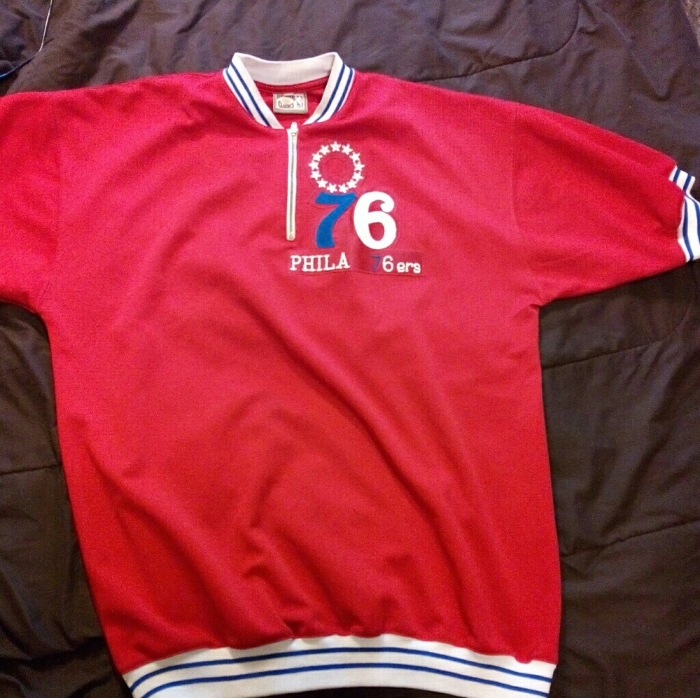 ORIGINAL 83/84 76'ERS HOME RED SHOOTING SHIRT